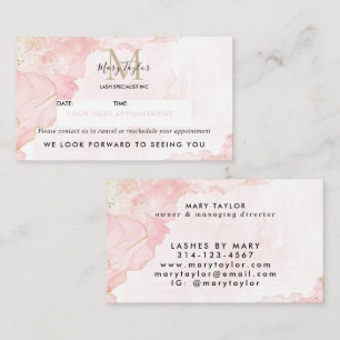 Elegant Blush Pink Gold Glitter Marble Appointment Card