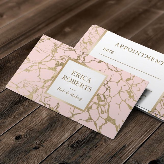 Elegant Blush Pink & Gold Marble Salon SPA Appointment Card (Creator Uploaded)