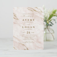 Elegant Blush Pink & Gold Metallic Marble Wedding