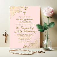 Elegant Blush Pink & Gold Modern Catholic Wedding