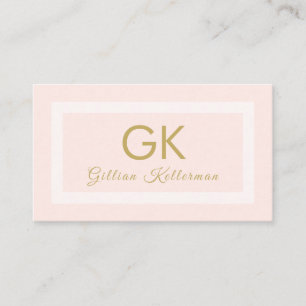 Elegant Blush Pink Gold Monogram Business Card