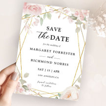 Elegant Blush Pink & Gold Wedding Save The Date