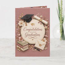 Elegant Blush Pink Graduation Greeting Card