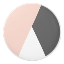 Elegant blush pink &amp; grey geometric triangles ceramic knob