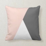 Elegant blush pink & grey geometric triangles cushion<br><div class="desc">Minimalist and modern design representing blush pink,  white and grey colour block.</div>
