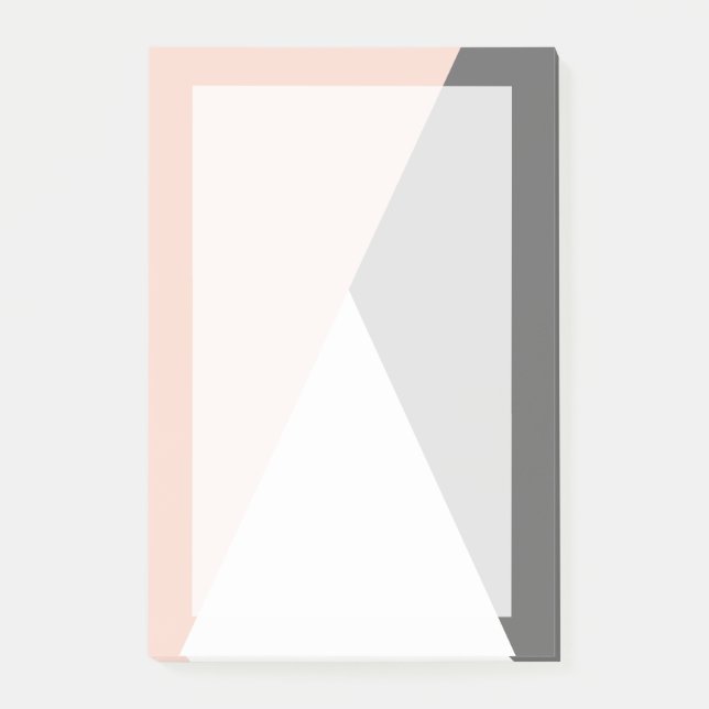 Elegant blush pink & grey geometric triangles post-it notes (Front)