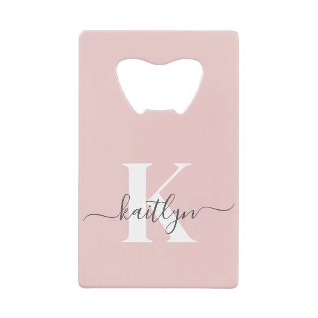 Elegant Blush Pink Grey Script Monogram (Front)