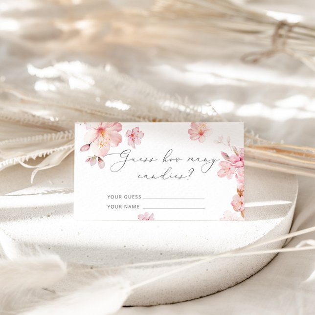Elegant blush pink guess how many candies enclosure card (Creator Uploaded)