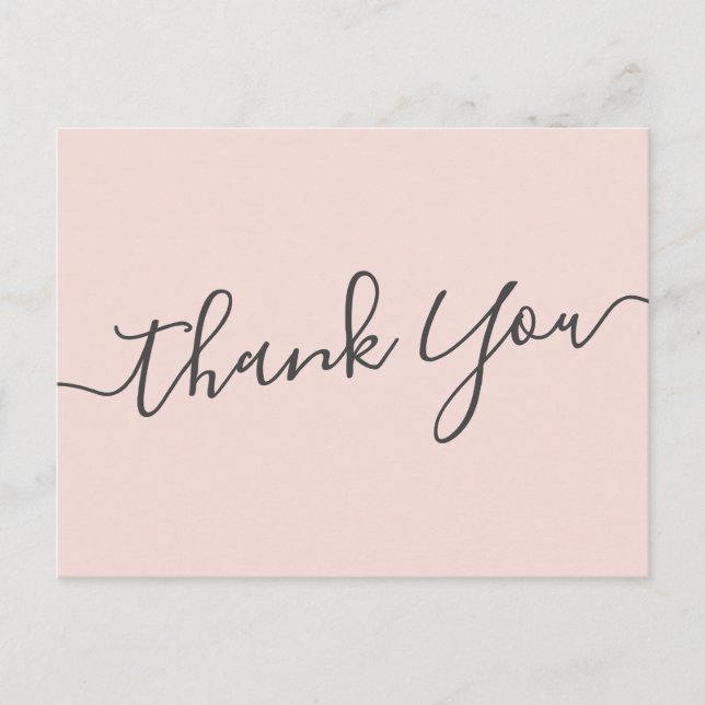 Elegant blush pink handwritten script thank you postcard (Front)