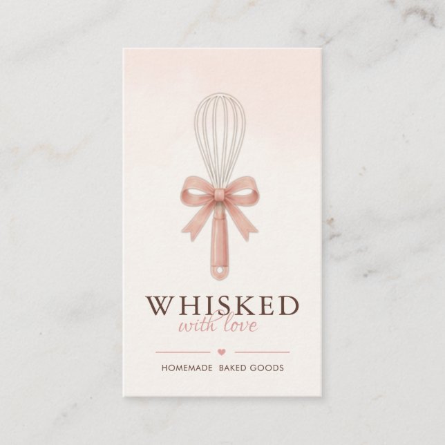 Elegant Blush Pink Home Bakery QR Code  Business Card (Front)