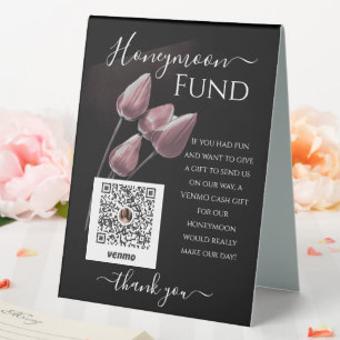 Elegant Blush Pink Honeymoon Fund Table Tent Sign