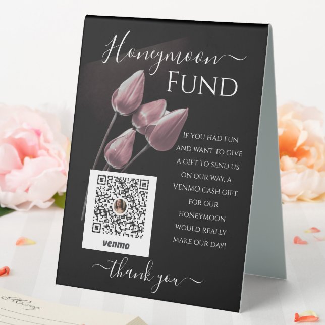Elegant Blush Pink Honeymoon Fund Table Tent Sign (In SItu (Wedding))