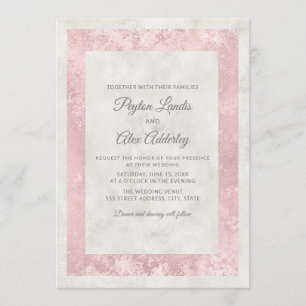 Elegant Blush Pink Ivory Cream Wedding Invitation