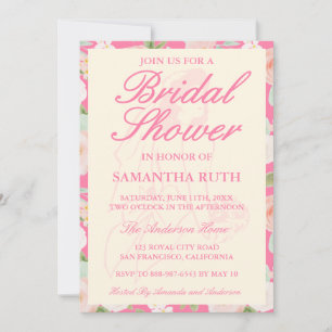 Elegant Blush Pink Ivory Floral Bridal Shower Invitation