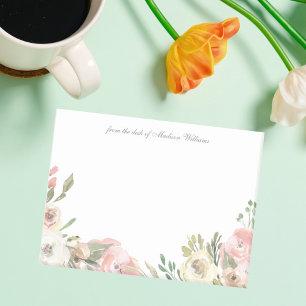 Elegant Blush Pink Ivory Floral Peony Personalised Post-it Notes