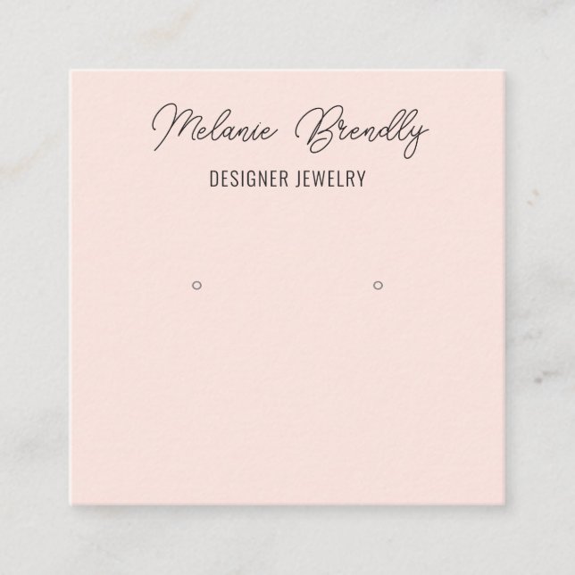 Elegant Blush Pink Jewellery Earring Display   Square Business Card (Front)