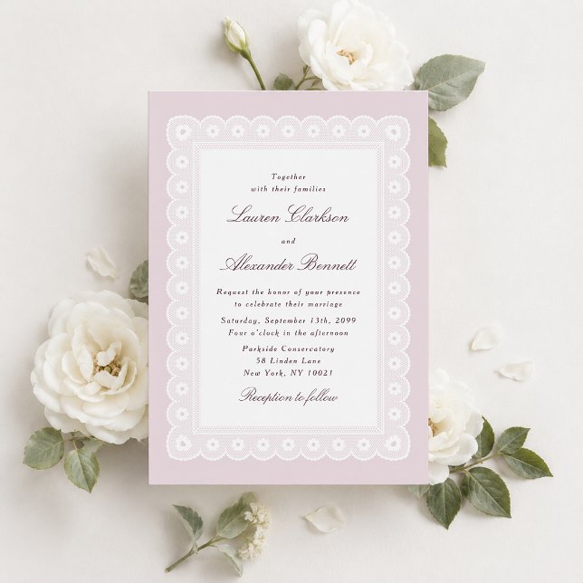 Elegant Blush Pink Lace Wedding Invitation (Creator Uploaded)