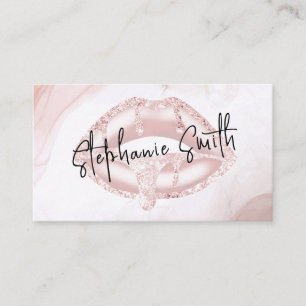 Elegant Blush Pink Lips Luxe Modern Makeup Artist Business Card