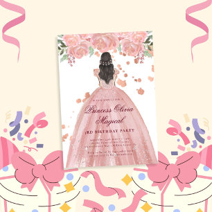Elegant Blush Pink Magical Princess Party Invitation