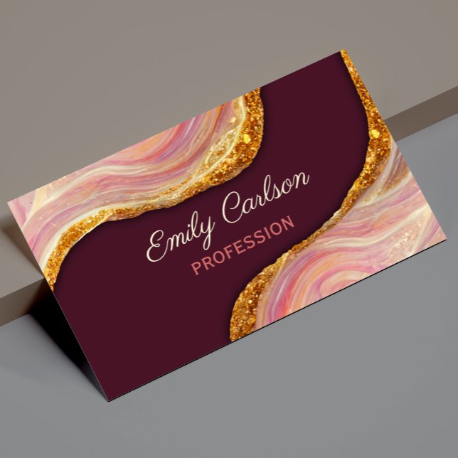 Elegant blush pink marble art faux gold glitter bu 	Magnetic business card (Creator Uploaded)