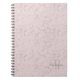 Elegant Blush Pink Marble Custom Name Monogram Notebook