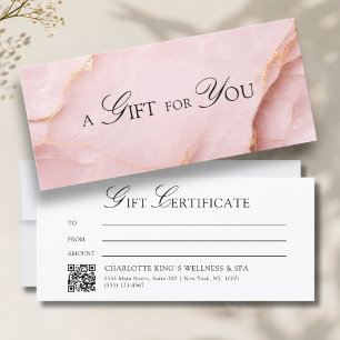 Elegant Blush Pink Marble QR Code Gift Certificate