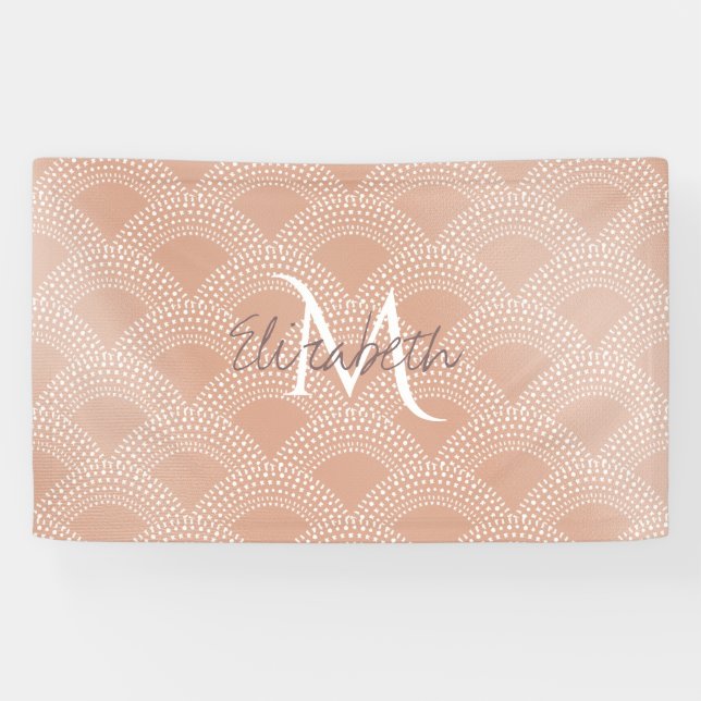 Elegant blush pink mermaid fish scale pattern banner (Horizontal)