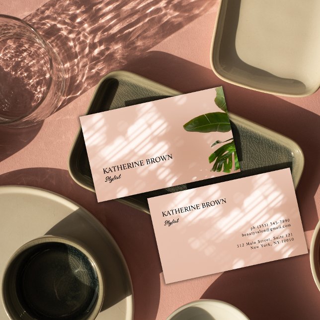 Elegant Blush Pink Minimalist Beauty Salon Stylist Business Card (Elegant Blush Bink Minimalist Beauty Salon Stylist Business Card)