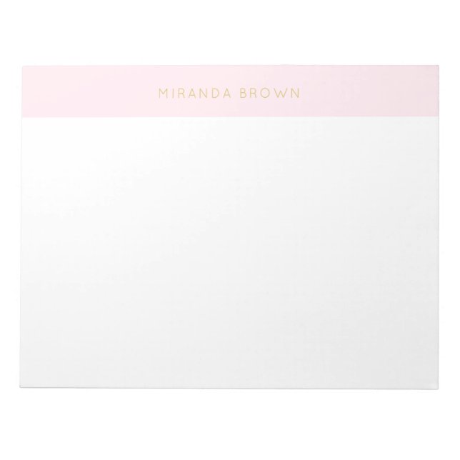 Elegant Blush Pink Minimalist Chic 11x8.5 Notepad (Front)