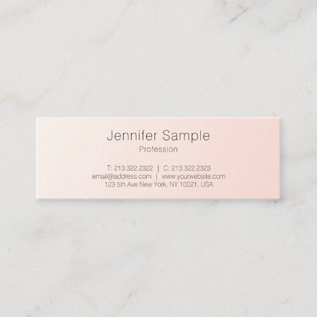 Elegant Blush Pink Minimalist Design Trendy Luxury Mini Business Card (Front)