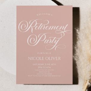 Elegant Blush Pink Minimalist Retirement Party Invitation