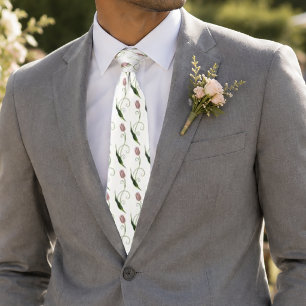 Elegant Blush Pink Minimalist Tulip Floral Tie