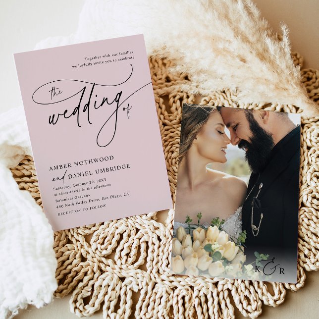 Elegant Blush Pink Minimalist Wedding Invitation (Creator Uploaded)