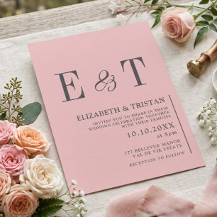 Elegant Blush Pink Minimalist Wedding  Invitation
