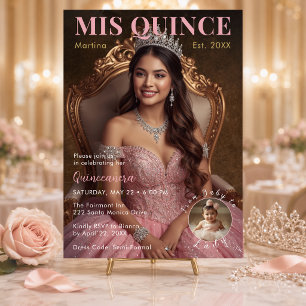 Elegant Blush Pink Mis Quince Photo Invitation