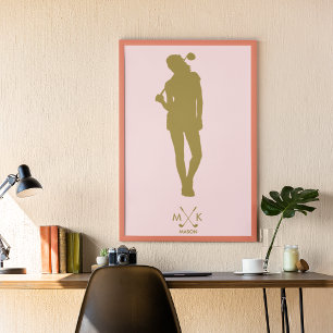 Elegant Blush Pink   Modern Lady Golfer Poster