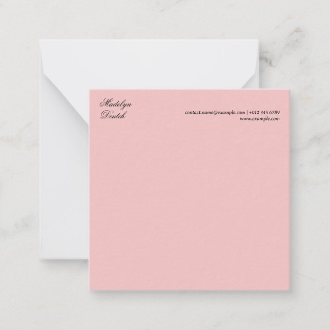 Elegant Blush Pink Modern Note Card Design Style (Front)