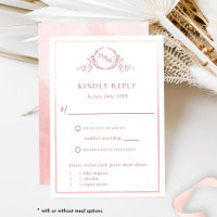Elegant Blush Pink Monogram and Watercolor RSVP