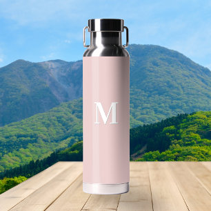 Elegant Blush Pink Monogram Initial Water Bottle