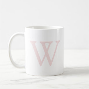 Elegant Blush Pink Monogram Initial White Coffee Mug