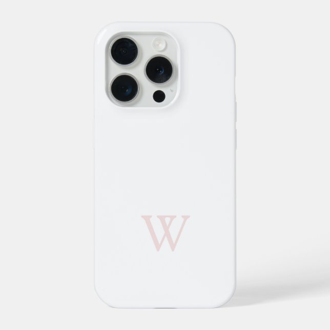 Elegant Blush Pink Monogram Initial White iPhone Case (Back)