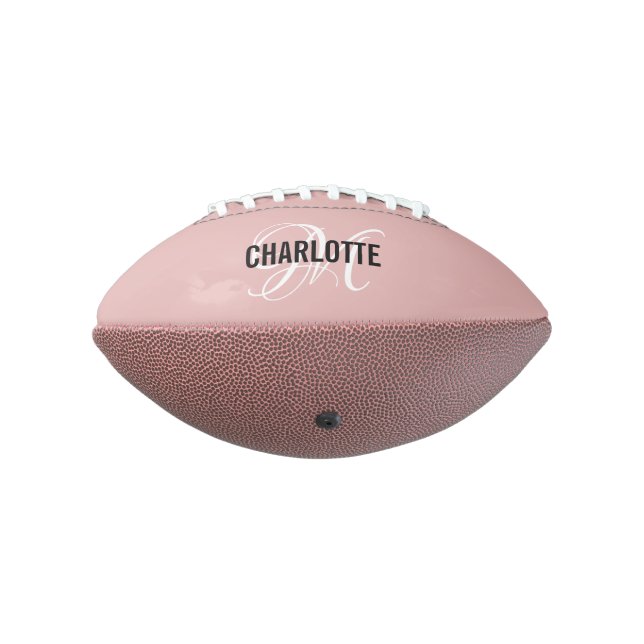 Elegant blush pink monogram name football american football (Rotated 270)