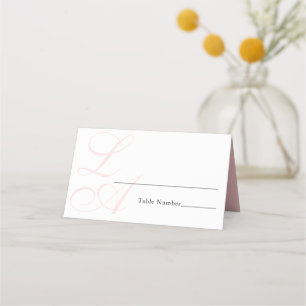 Elegant Blush Pink Monogram Wedding Place Card