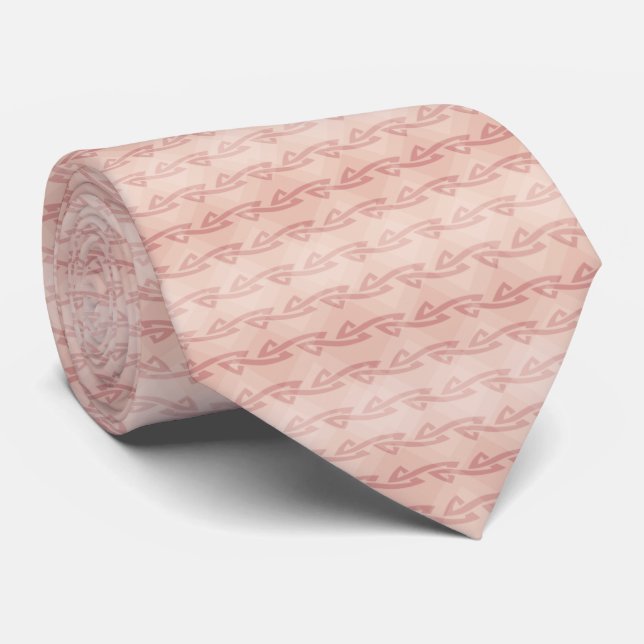 Elegant Blush Pink Motif Striped Tie (Rolled)