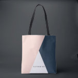Elegant blush pink & navy blue geometric triangles tote bag<br><div class="desc">Minimalist and modern design representing blush pink,  white and navy blue colour block.</div>