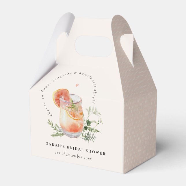 Elegant Blush Pink Orange Cocktail Bridal Shower  Favour Box (Front Side)
