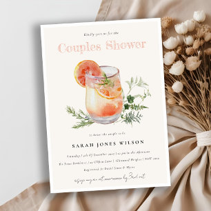 Elegant Blush Pink Orange Cocktail Couples Shower Invitation