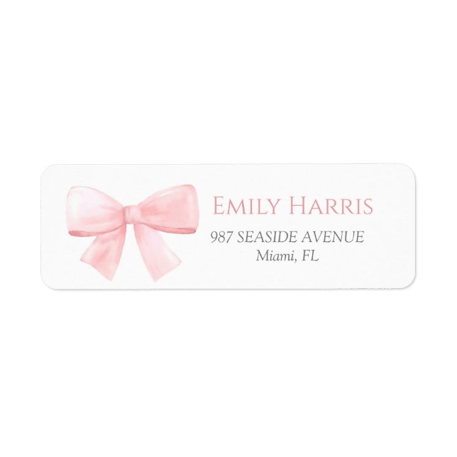 Elegant Blush Pink Pastel Bow Girl Baby Shower  (Front)