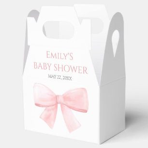 Elegant Blush Pink Pastel Bow Girl Baby Shower Favour Box