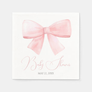 Elegant Blush Pink Pastel Bow Girl Baby Shower Napkin